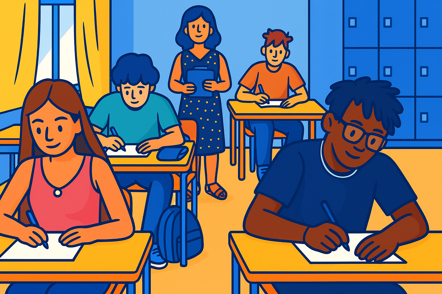 Klaslokaal met leerlingen aan het werk